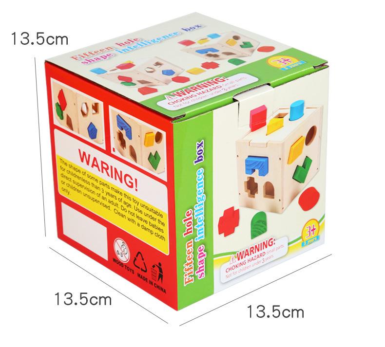 Wooden Shape Sorting Intelligence Box - 3D Geometric Blocks for Early Education & Parent-Child Interaction
