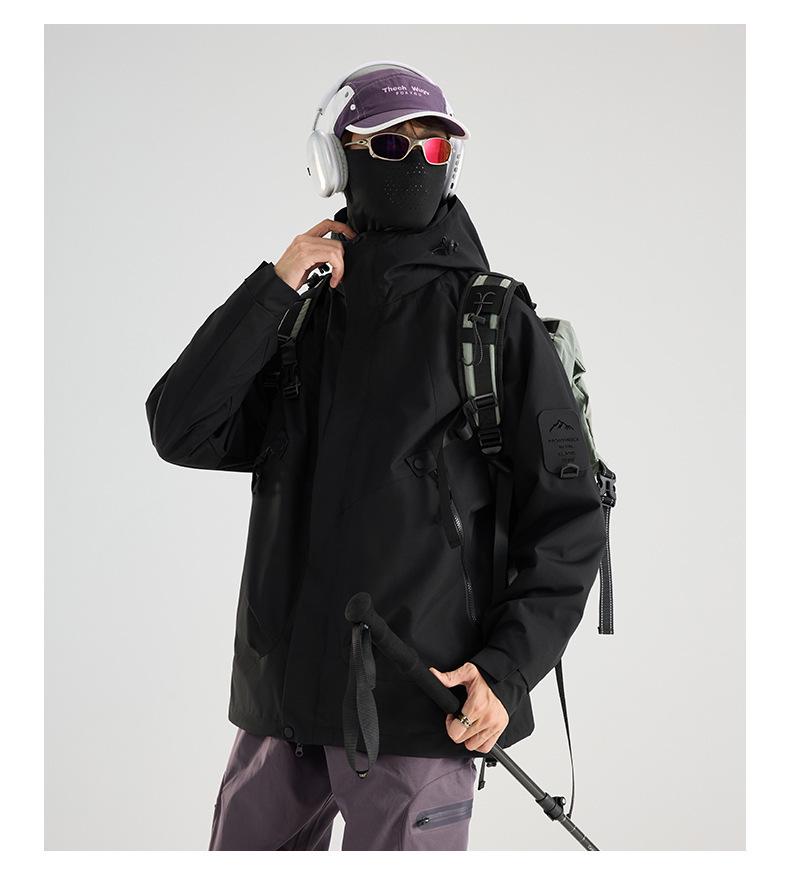Unisex 3-in-1 Waterproof Windproof Hooded Jacket for Outdoor Mountaineering