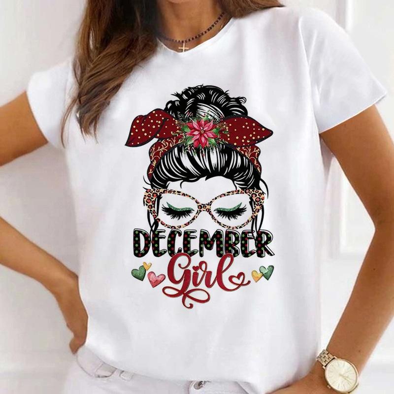 MOMO Printed Women's Short-Sleeved T-shirt round Neck Graphic Top Aesthetic Clothing Summer polyester fabricfor Women Model