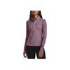 Under Armour Solid Color Zip Running Sports Slim Fit Stand Collar Long Sleeve T-Shirt Women Tops Purple 1379349-500
