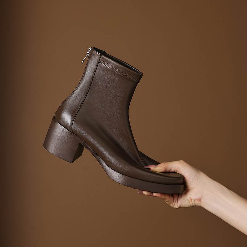 Krazing Pot Microfiber Round Toe Thick Heels Modern Boots Size 42 Zip Platform Beauty Lady Women Ankle Boots