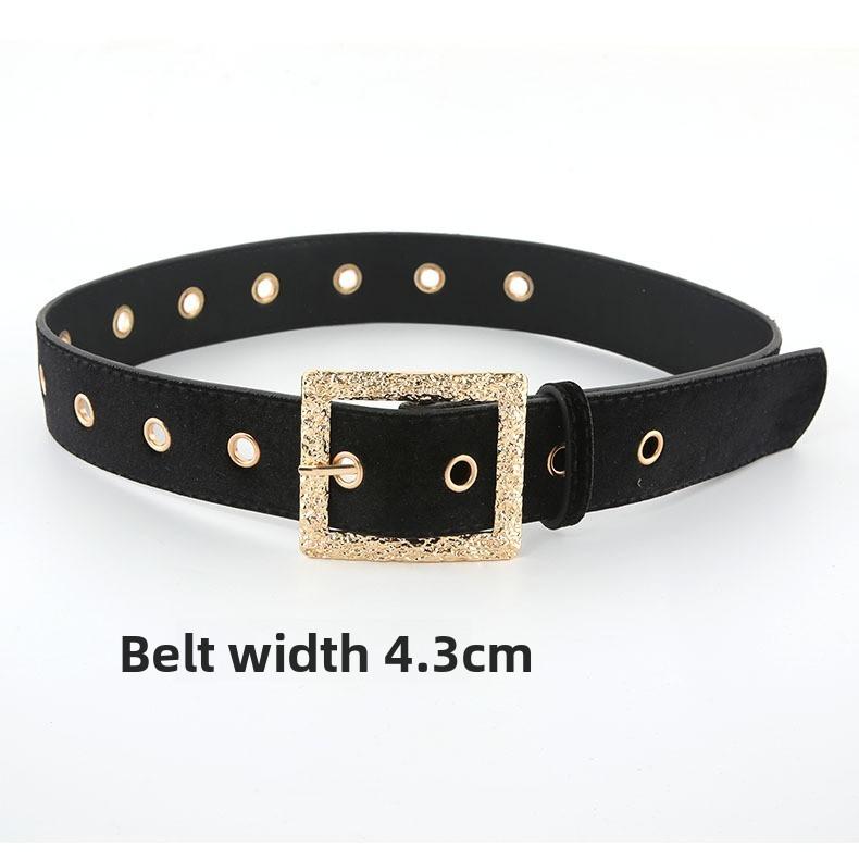 

Fashionable Gold Square Buckle Suede Women Casual Waist Belt For Dresses And Jackets 4.3CM