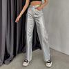 Spring/Autumn Pocket Loose Wide Leg Retro Straight Leg Gold Silver Pants Women's Trousers