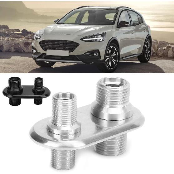 A/C Bulkhead, A/C Bulkhead, Car 2?Port Air Conditioner Bulkhead,Universal Ac Line Port Connector Modification Fit For Hot Rod(Silver)