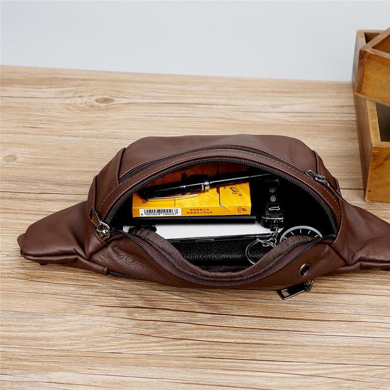 Herren Echtleder Umhängetasche Bauchtasche: Multifunktionale Hüfttasche mit großer Kapazität zum Laufen und für die Arbeit