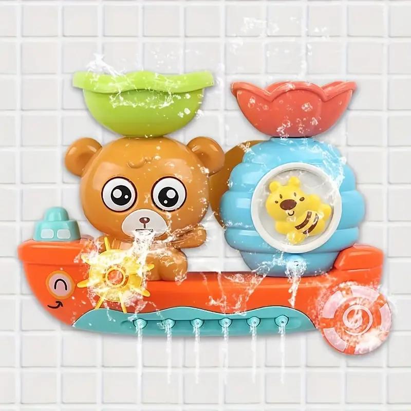 Cartoon Bear Spinning Water Toy Featuring a Cute Showering Bear Theme with Suction Cup Shower for Bath a Fun Toy Gift For kids