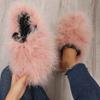 Fashion Women Luxury Fur Slippers 2025 New Lightweight Flat Half Slippers Outdoor Baotou Shoes Women Fashion Round Toe Fur Slides Woman