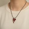 Sweet Leather Rope Necklace Red Clavicle Chain Gift Bowknot Pendant Necklace  Fashion