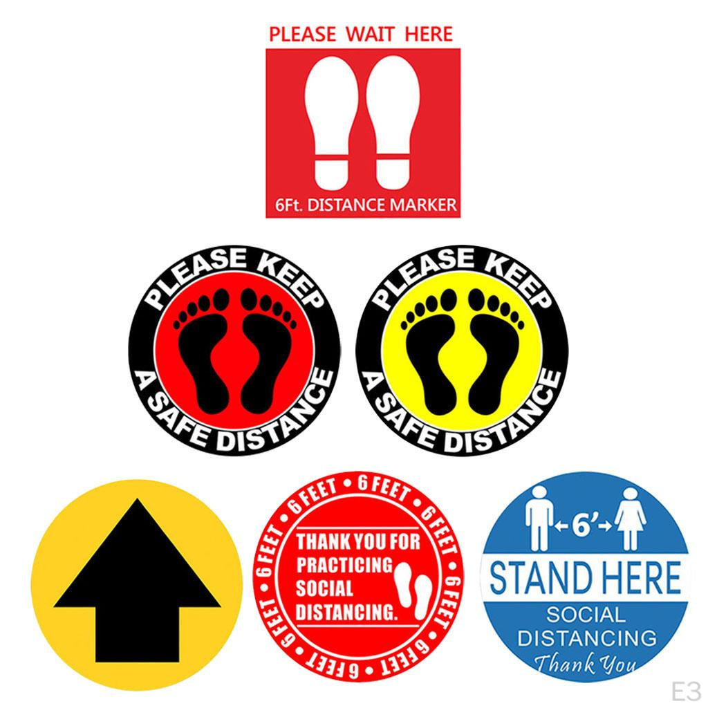 5 Pieces Distancing Floor Decal Stickers, Foot Wall Notice Warning for Business CDC Shop