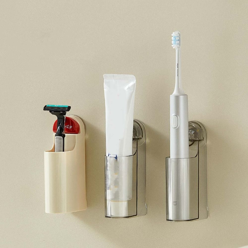 2Pcs Wall Mounted Suction Cup Electric Toothbrush Holder Plastic Toothbrush Rack Bathroom