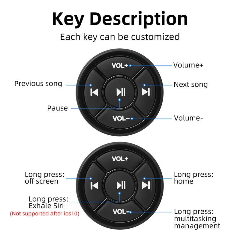 Wireless Media Bluetooth-compatible Button Remote Controller 5 Keys Car Steering Wheel MP3 Music Play For IOS Android Media