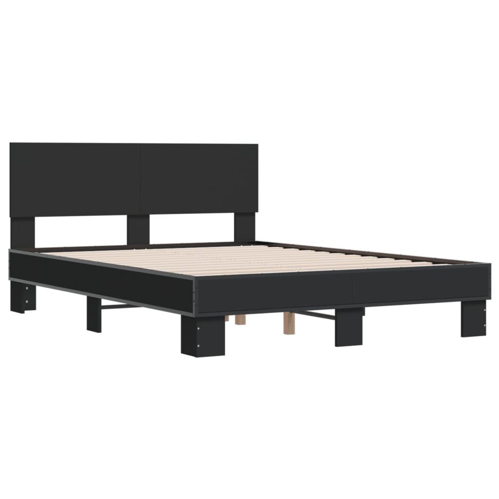 Bed Frame Black 140 x 190 cm Particleboard and Metal