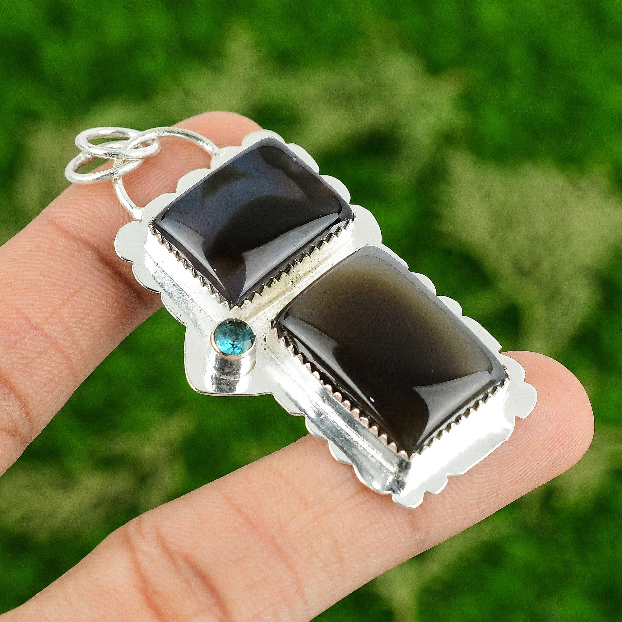 

Montana Agate Gemstone Indicolite Sterling Silver Anniversary Pendant Jewelry