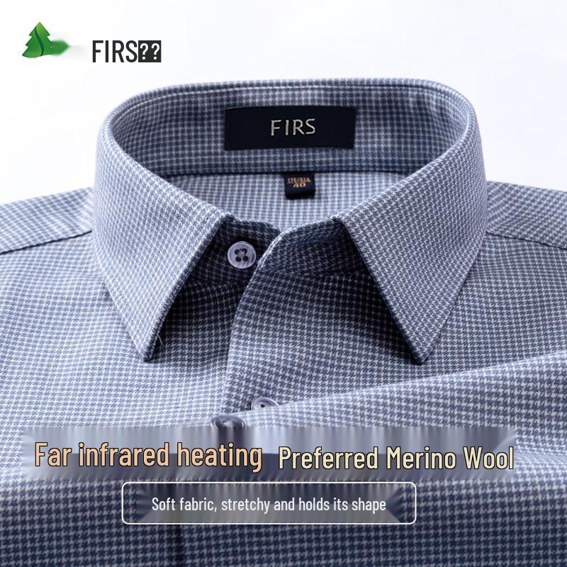 FIRS Men's Wool Blend Brushed Thermal Long Sleeve Shirt