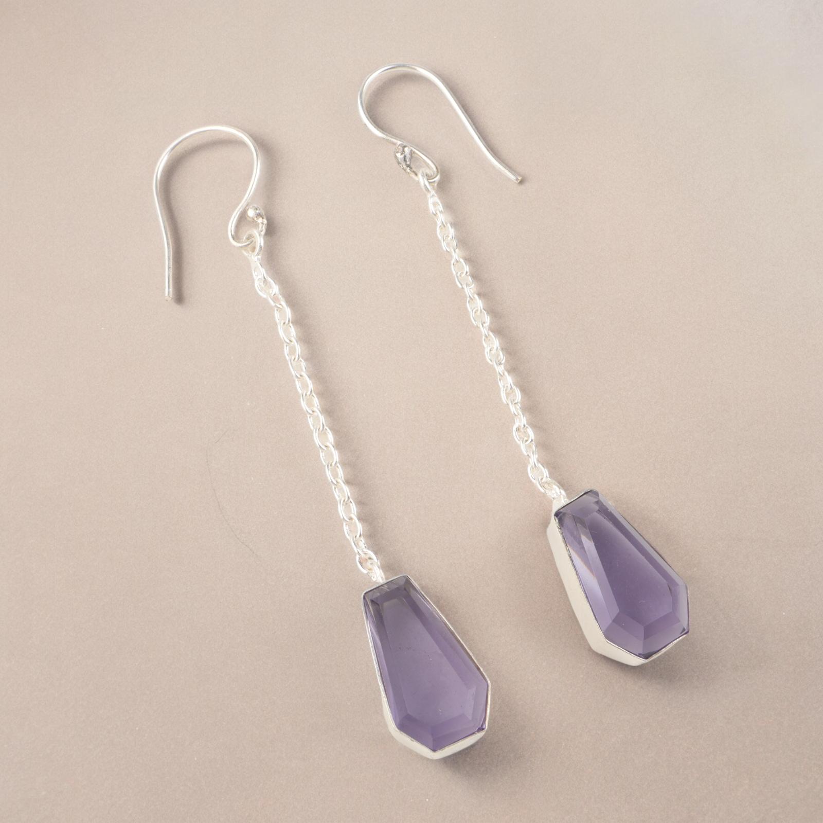 

Iolite Gemstone 925 Sterling Silver Gift Jewelry Handmade Dangle Earrings 3.0 EE-135-11