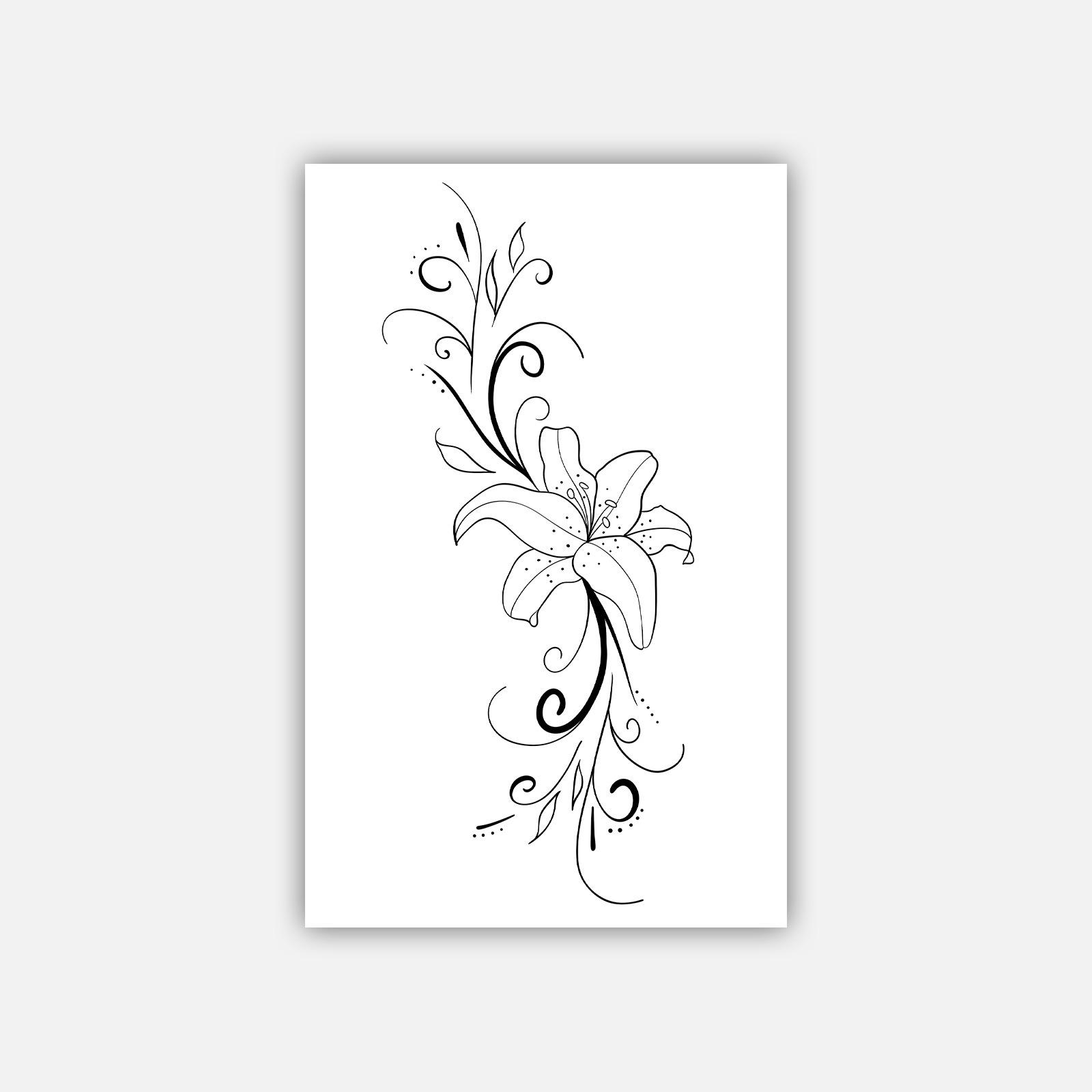 Wind dark department personality simple flower pattern English short sentence tattoo sticker 12*19