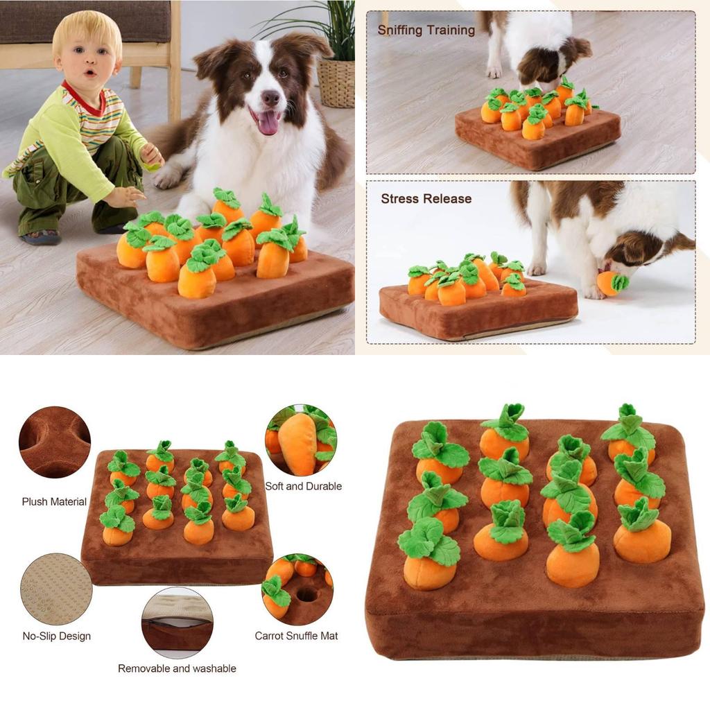 Plush Carrot Dog Interactive Toy For Stress Relief And Chewing Fun