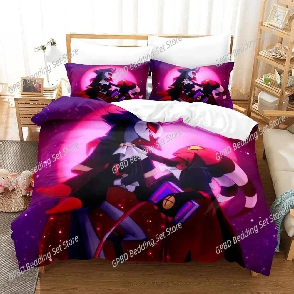 Anime Helluva Blitzo Boss 3D Bedding Set Duvet Cover Pillowcases Single Twin Full Queen King Size Home Decor Quilt Boys Gift
