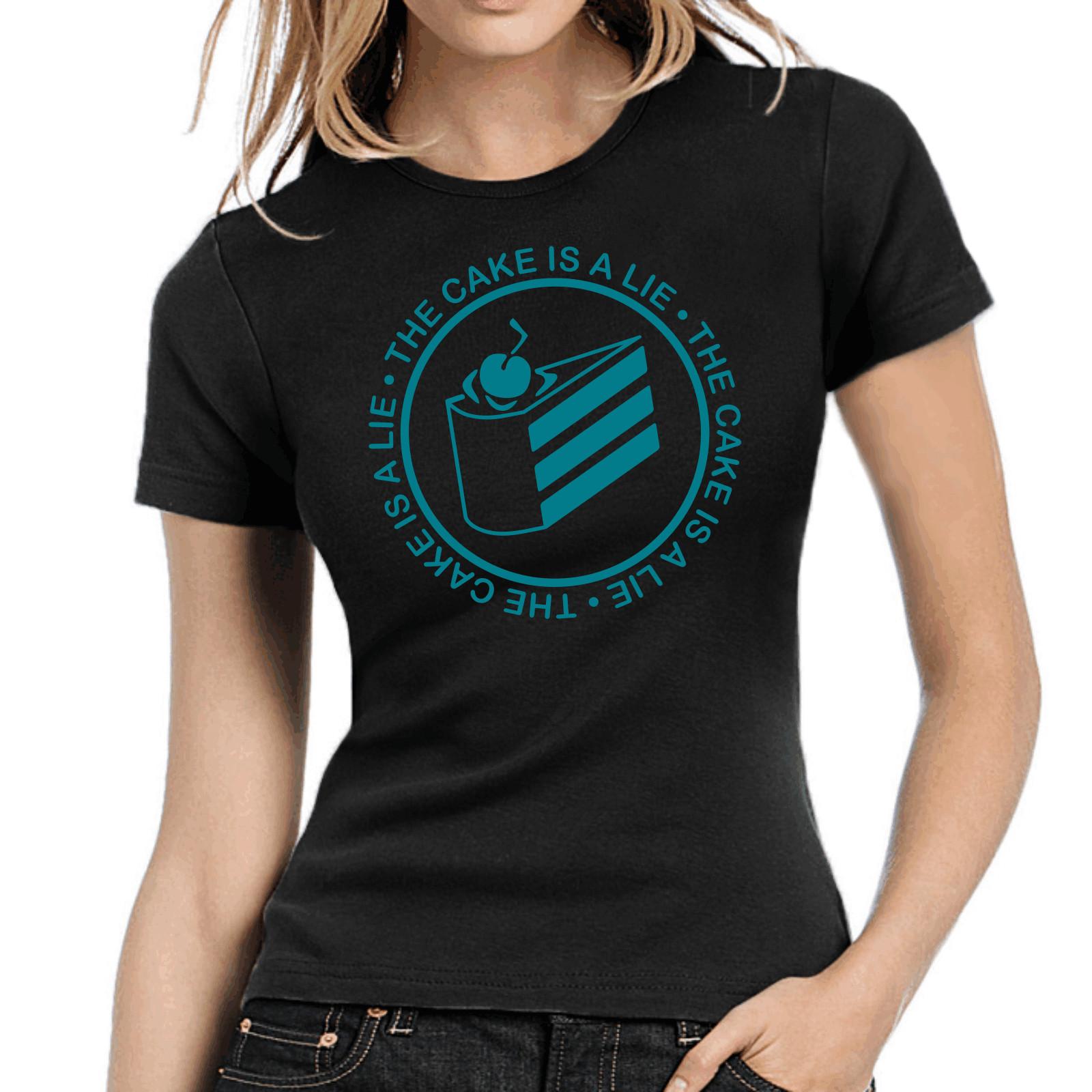 The Cake Is A Lie Portal Glados Geek Gamer Nerd Funny Comedy Women s T-Shirt Mens Womens Tees Top 2XL