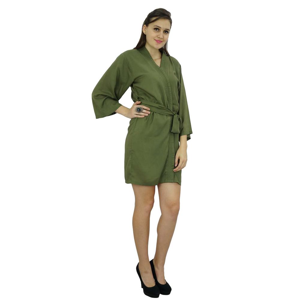 Bimba Women Short Solid Belt Robe Soft Modal Cotton Wrap Round Plain Bath
