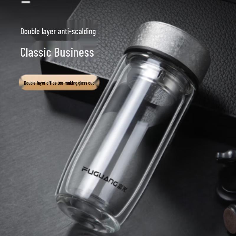 Fuguan Yiqing 400ml Double-Wall Borosilicate Glass Mug