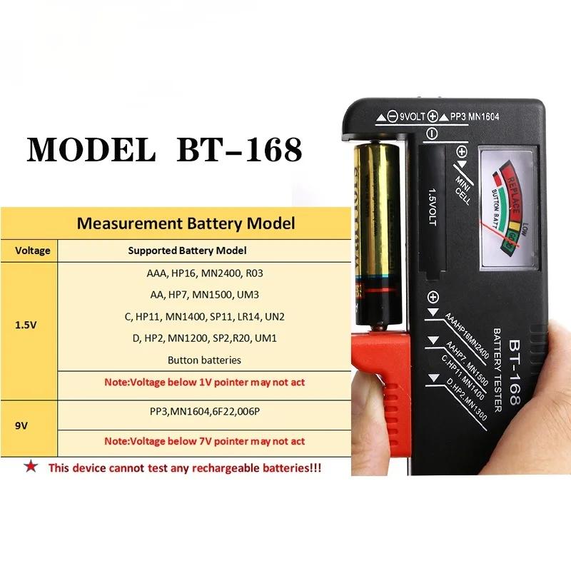 BT-168 AA/AAA/C/D/9V/1.5V Batteries Universal Button Cell Battery Colour Coded Meter Indicate Volt Tester Checker BT168 Power