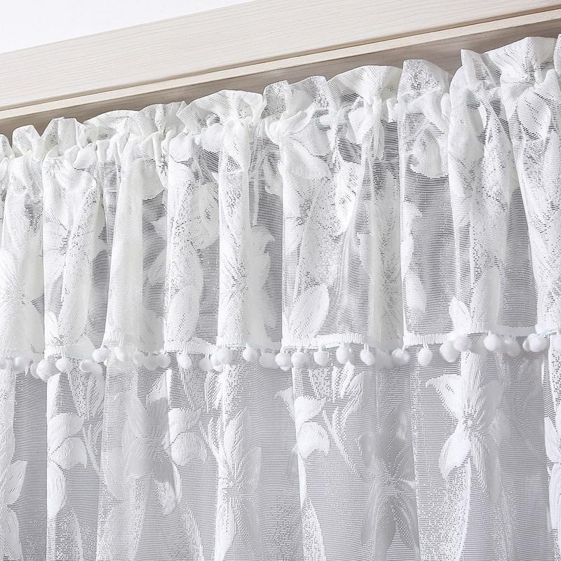1 ks Poloviční záclona Minimalistická Bílá Krajka Dveře Kuchyň Krátká Záclona Okouzlující Střapec na Hlavě Bez Vrtání Květinová Průsvitná Dekorace Skříně