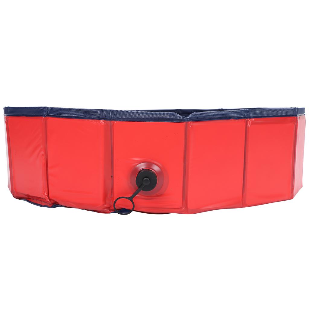 Foldable Pet Bathing Tub Portable Shower Basin Bathroom Cleaning Bathtub for Dogs CatsL 160x30cm Red