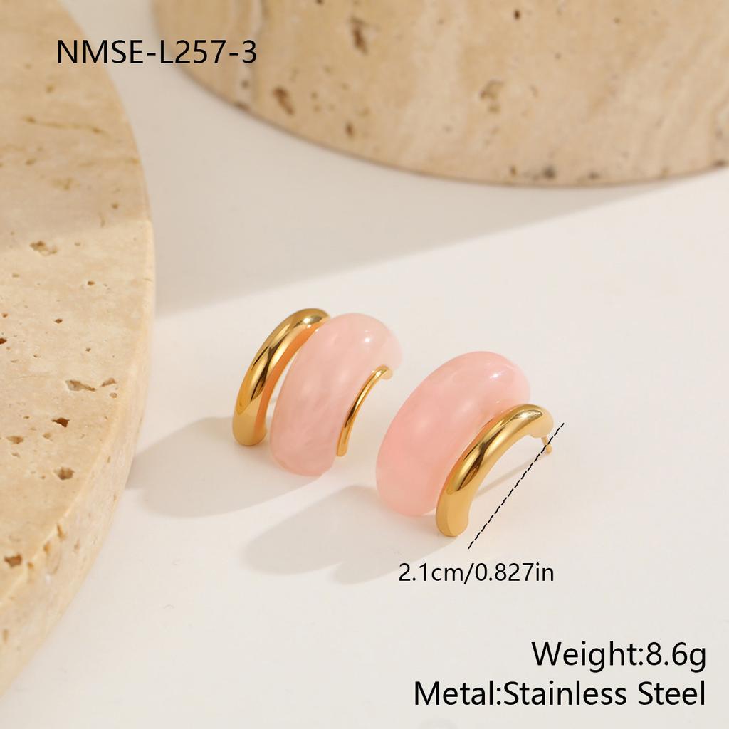 Color Retro Amber Resin K Gold Earrings French Light Luxury ins Premium Maillard Stud Earrings Women