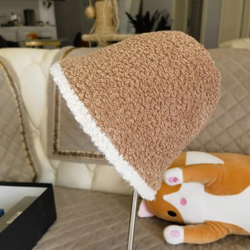 New Winter Hat Ins Wind Japanese Bucket Hats Korean Version Cute Knitted Hats Wool Bucket Hat For Women Mother Mum Gift