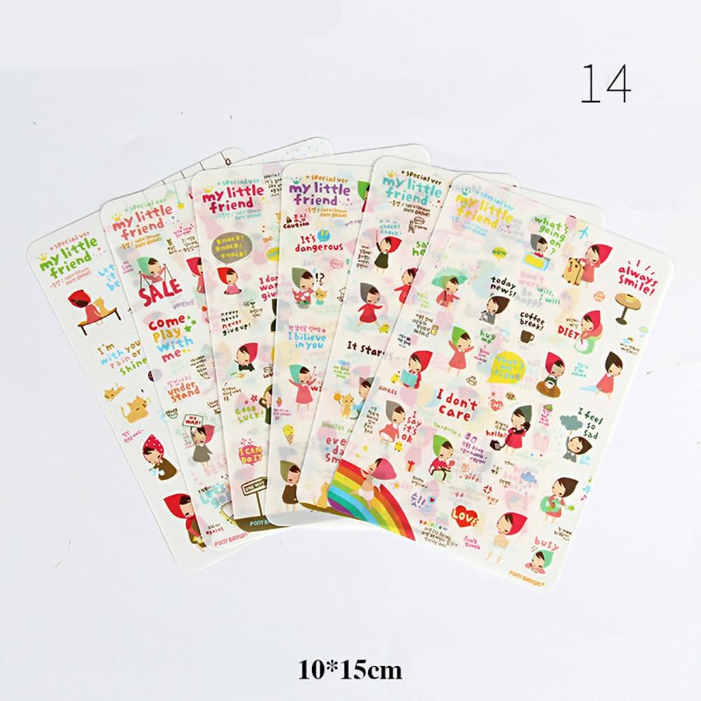 6 Sheets Cartoon Creative Stickers DIY Scrapbook Diary Phone Decorative Stickers Stationery