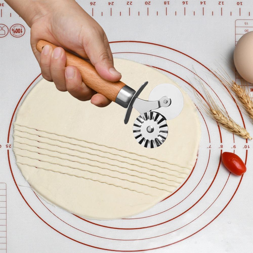 Stainless Steel Pastry Wheel Cutter Double Roller Pasta Cutter Wheel Ravioli Cutter Wheel Kitchen