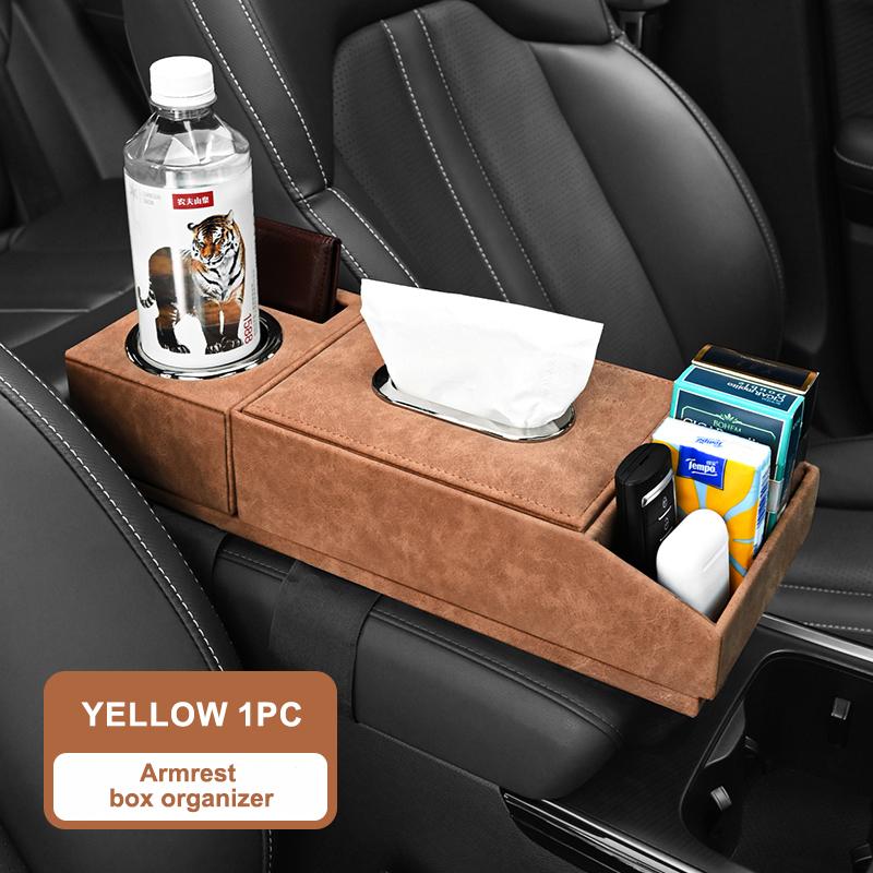 

SEAMETAL Premium Car Armrest Storage Box All in One Center Console Organizer Flexible Adjustment Tissue Holder Arm Rest Cushion бежевий