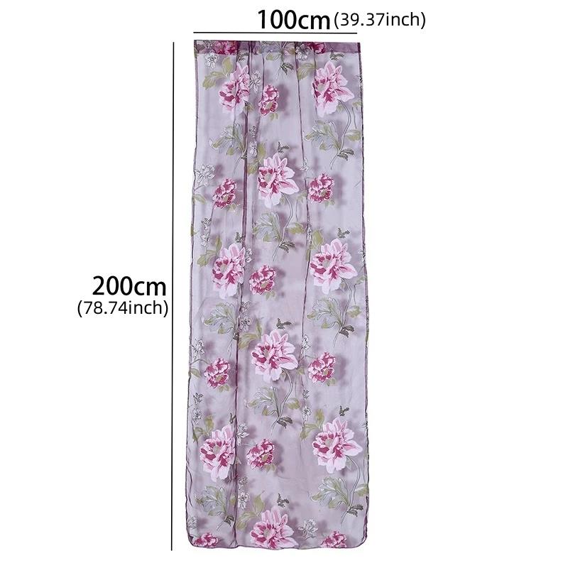 Fashion 1pcs Peony Tulle Curtains For Kitchen Door Window Living Room Bedroom Jacquard Sheer Voile Yarn
