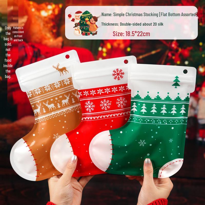 Festive Red Sock Candy Gift Bags: Christmas Self-Sealing Holiday Decoration