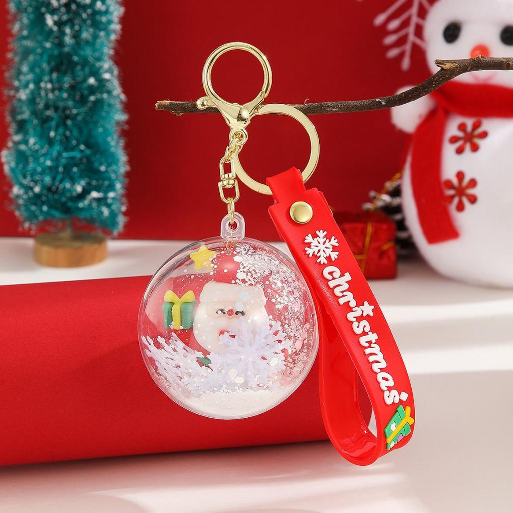 1PC Cartoon Ball Christmas Keychain Shake Music Key Chain Car Pendant School Bag Hanging Ornament Gift