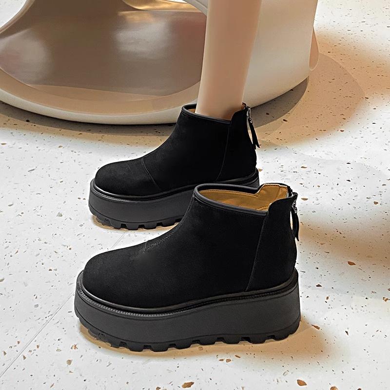 Height-increasing thick-soled snow boots women's and women's Martin boots winter velvet warm cotton shoes short boots