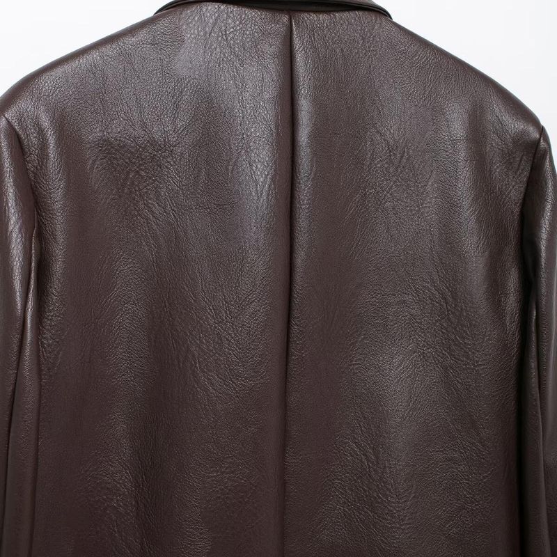 Kaslead New Arrival Women's Clothing Fashion Style Fashion Minimalist Old Money Style Leather Suit Outwear 0471273