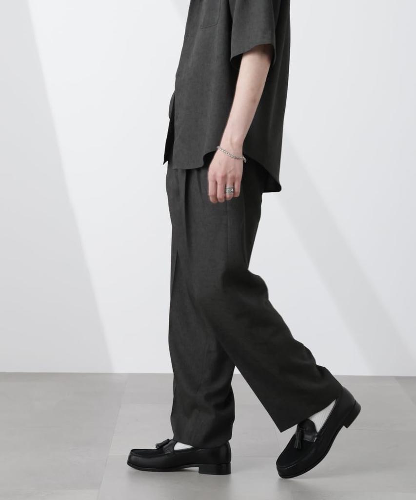 Nano Universe Tech Linen Relaxed Tuck Tapered Pants, Men's, Size M, 023, Charcoal, 672-5127217