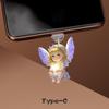 2Pcs Diy Accessories For Phone Type-C Interface Dust Plug Hanging Decoration 2D Flat Acrylic Angel Fairy Cat Phone Dust Plug