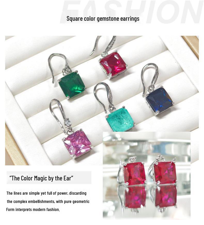 Gethin Jewelry Korean Fashion Zircon Square Earrings for Women - Simple Design