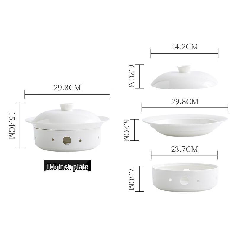 Round Ceramic Heated Serving Pot with Candle Warmer