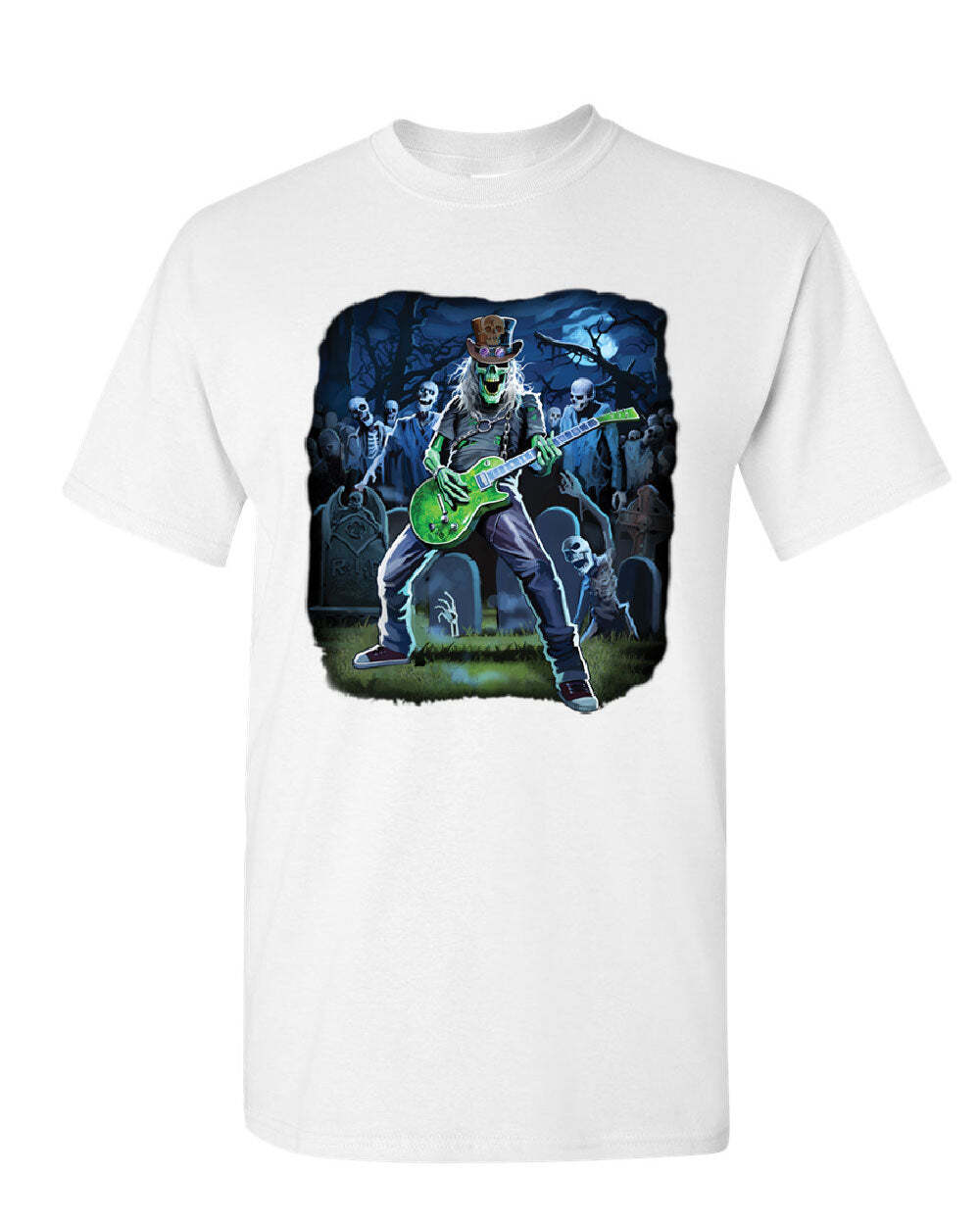 Zombie Rock T-Shirt Heavy Death Metal Music Skull Hard Rock Mens Tee Shirt S разноцветный