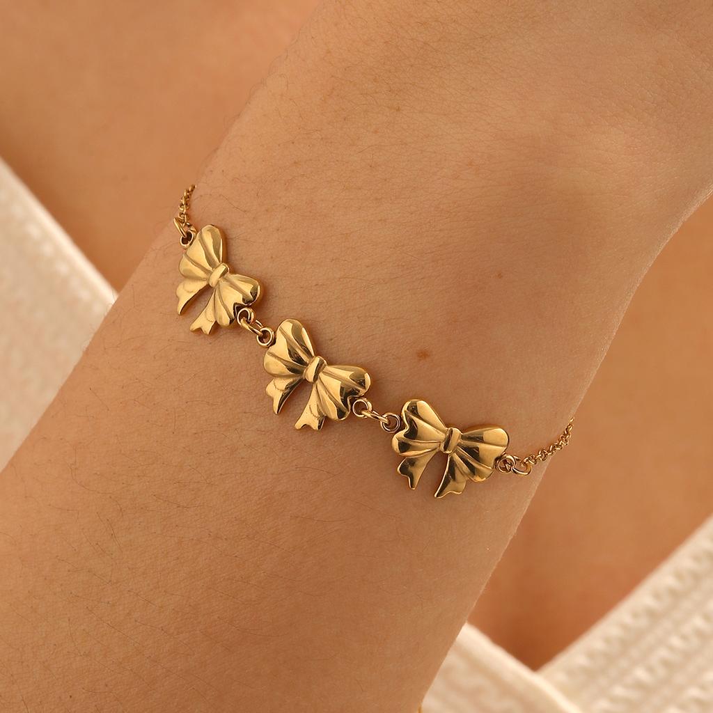 Cute Elegant Bowknot Series Bracelet Women 316L Stainless Steel Simple And Romantic Waterproof Jewelry Gifts