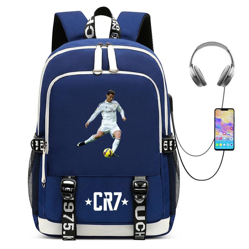Football Star Collection Teen Primary And Secondary School Student School Bag Usb Men'S And Women'S Casual Backpack
