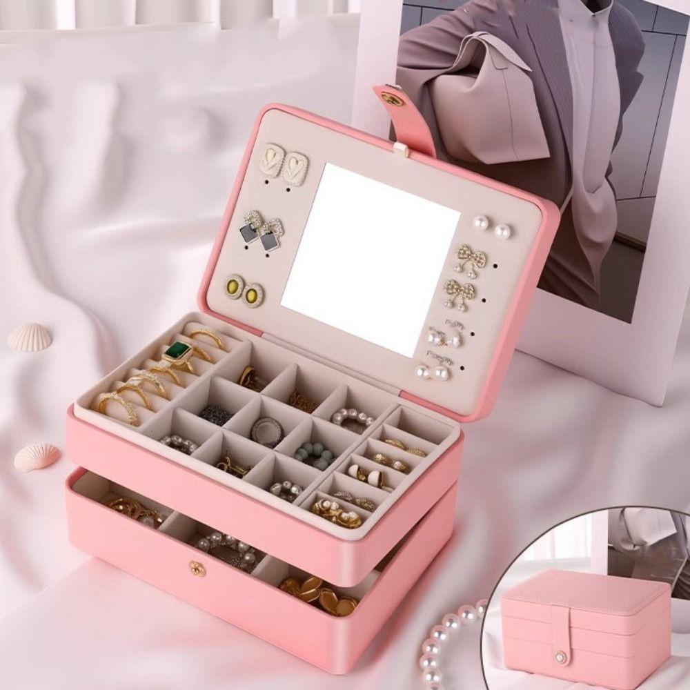 Ringe Halskette Schmuckhalter PU Schmuckaufbewahrungskoffer Tragbare quadratische Schmuckschatulle Geschenk