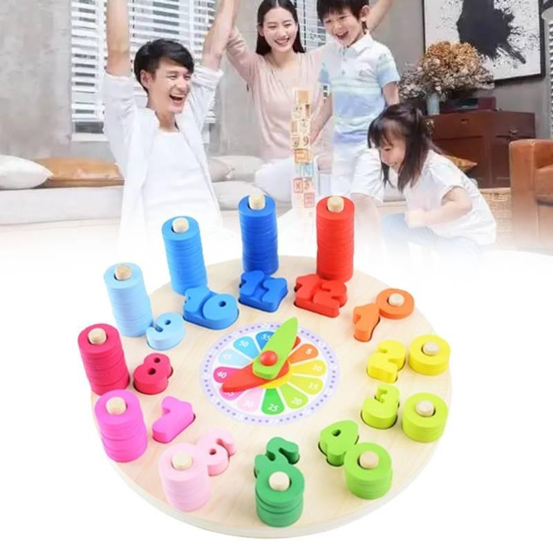 Colorful Wooden Puzzle Toy For Kids Learning Time And Numbers Educational Development