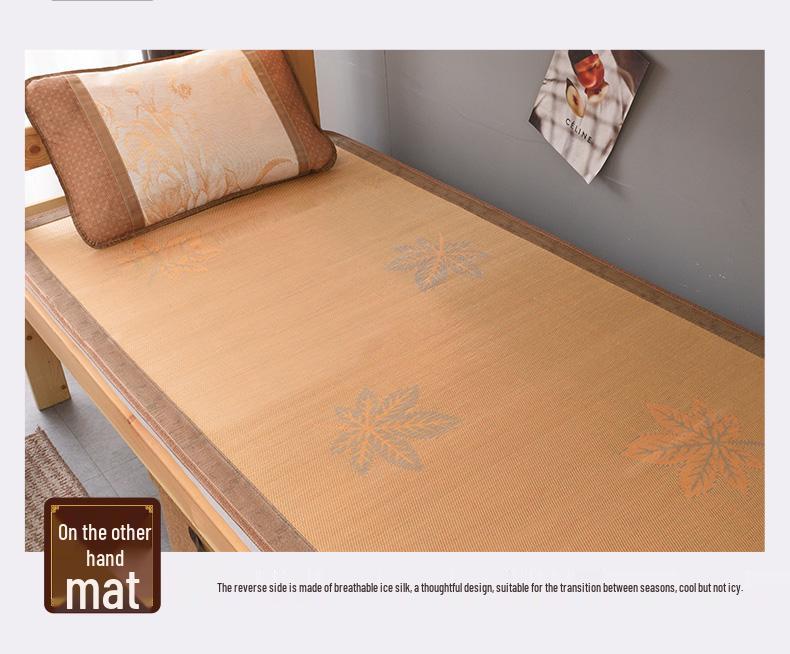 Dual-Sided Bamboo Straw Summer Mat for Student Dorms, Single & Bunk Beds - Home Ice Silk Cooling Mattress