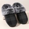 Fashion Retro Plaid Plush Slippers for Women Soft Faux Fur House Cotton Slippers Woman Winter Slip On Non Slip Furry Slides Female