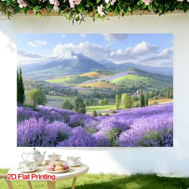2D Provence Lavender Photography Backdrop Mountain Landscape Background